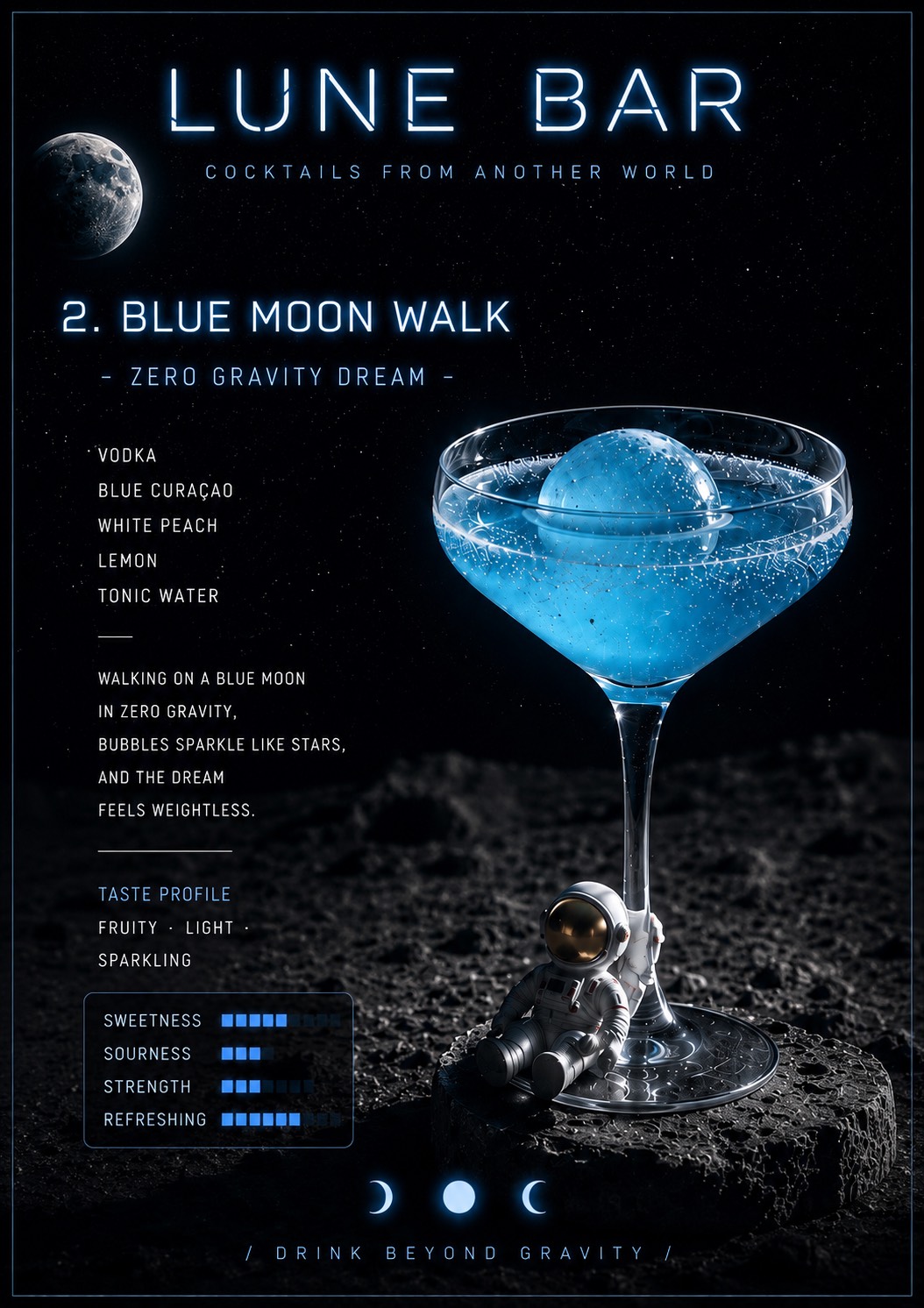 Signature cocktail: Blue Moon Walk